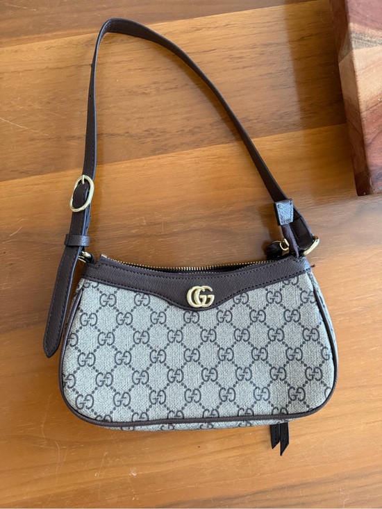 N/O Handbags - Shoulder Bag with Brown Leather Trim